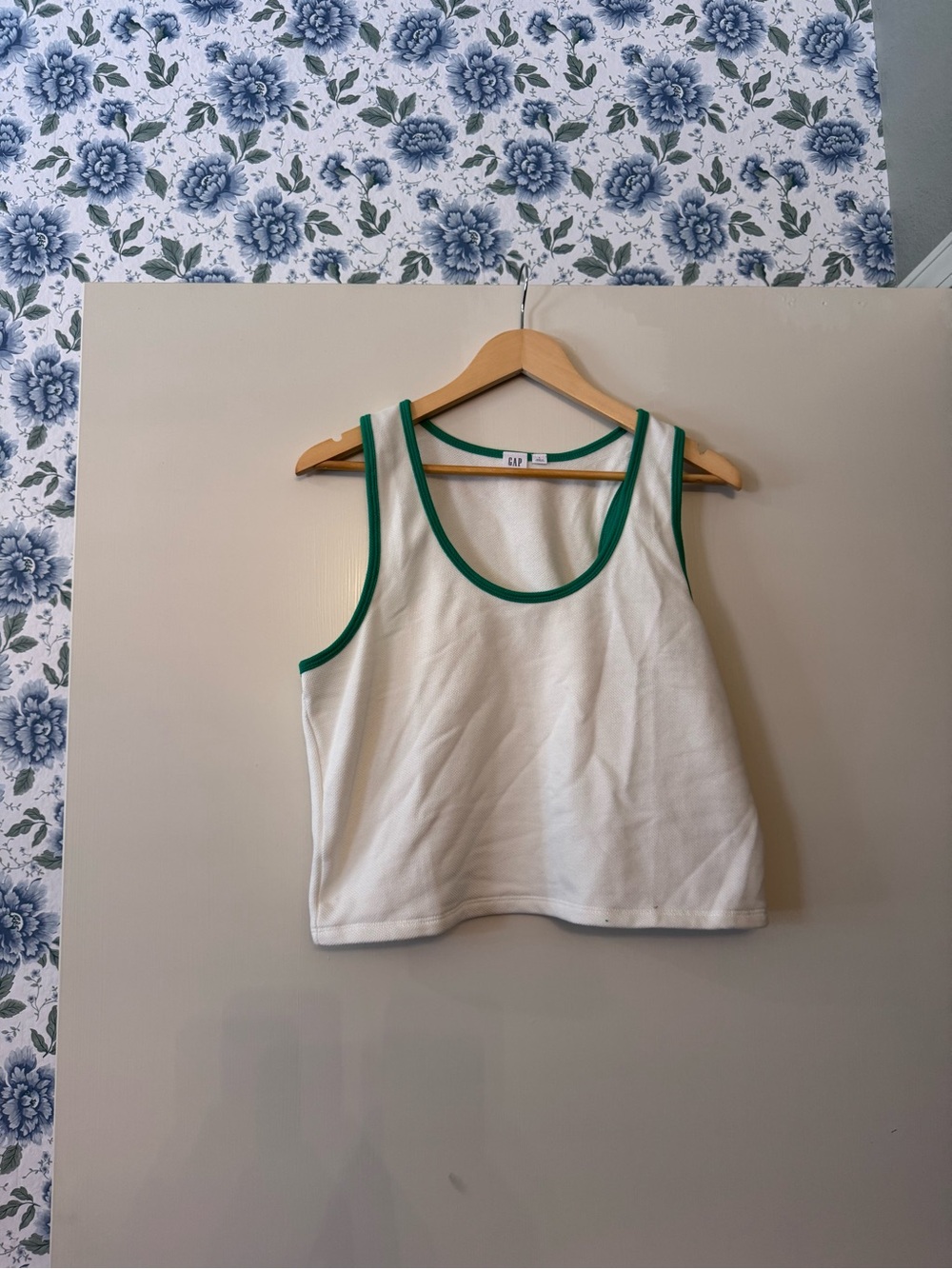 GAP Cream Tank Top with Green Trim